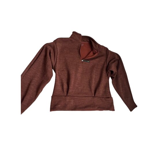 Athleta Womens Cozy Half-Zip Pullover Sweatshirt Size Small Brown Fleece - Picture 2 of 10
